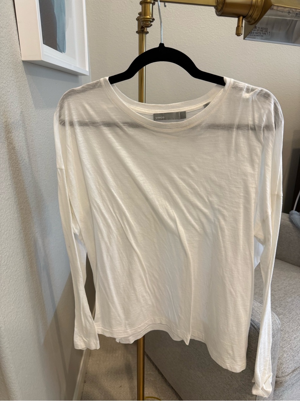 Vince White Crewneck Long Sleeve Tee
